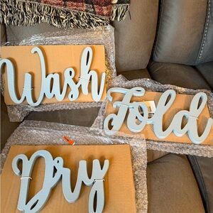 Blue Wooden Laundry Room Signs